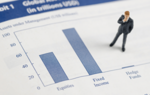 Ilustração com gráfico de investimento em renda fixa