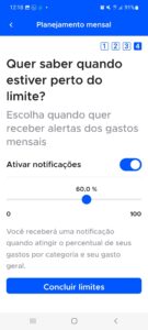 Print de tela de limite de gasto do aplicativo GranaMapos