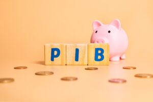 Cubos com letras formando PIB